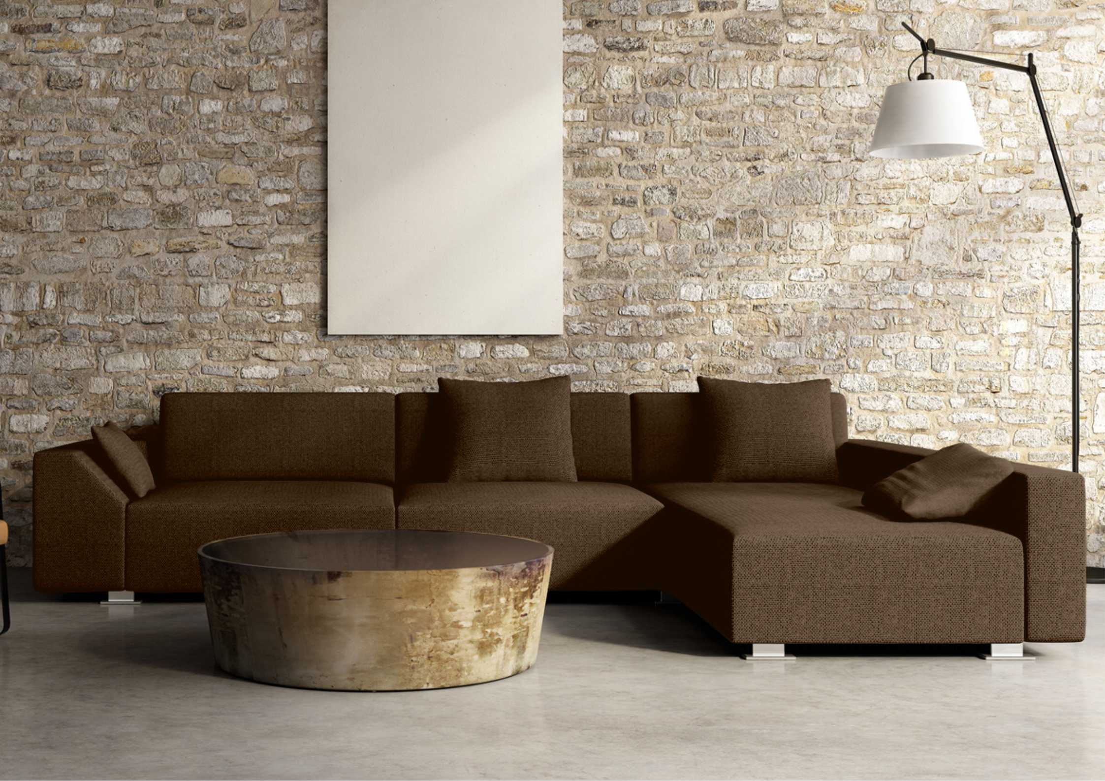 Brązowy narożnik w stylu loft